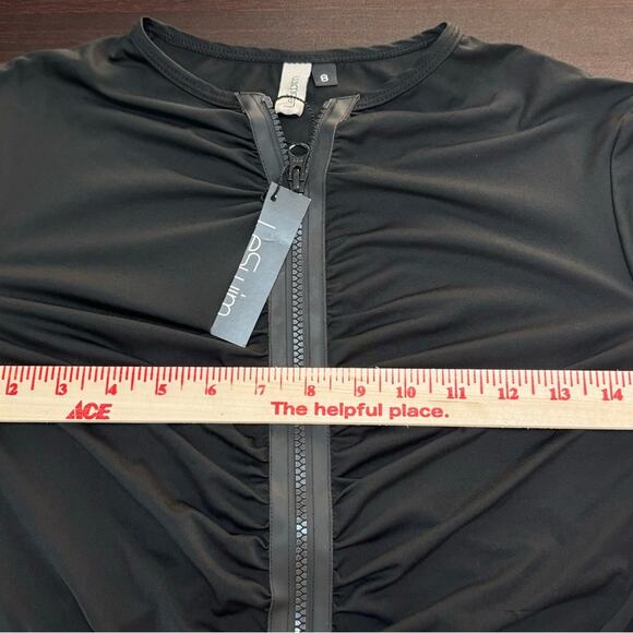 NWT LeSwim Ruched Rashie Size 8 Long Sleeve Rash Guard UPF 50+ Medium Le Swim - Picture 7 of 9